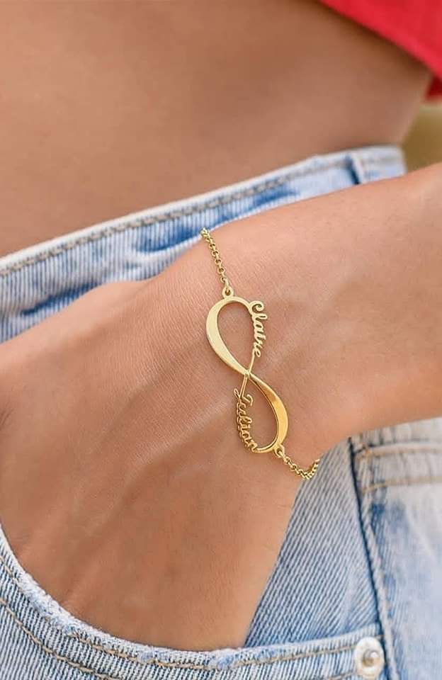Custom Infinity Name Bracelet – Personalized Gold Double Name Bracelet for Women